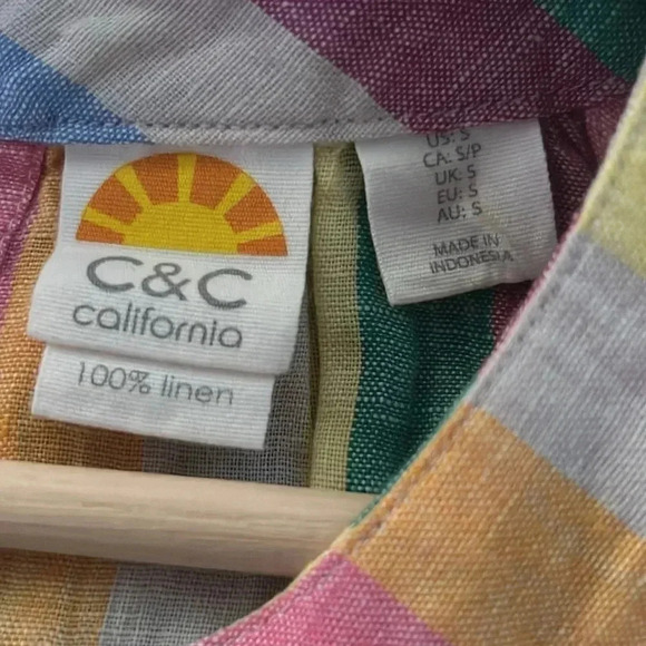 C&C California 100% sleeveless, pastel colorful stripes dress size Small - Picture 4 of 4